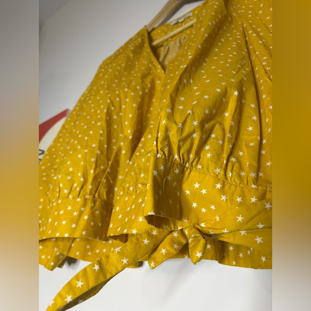 Madewell XL Star Scatter Wrap Top Blouse Golden Yellow - Picture 4 of 8